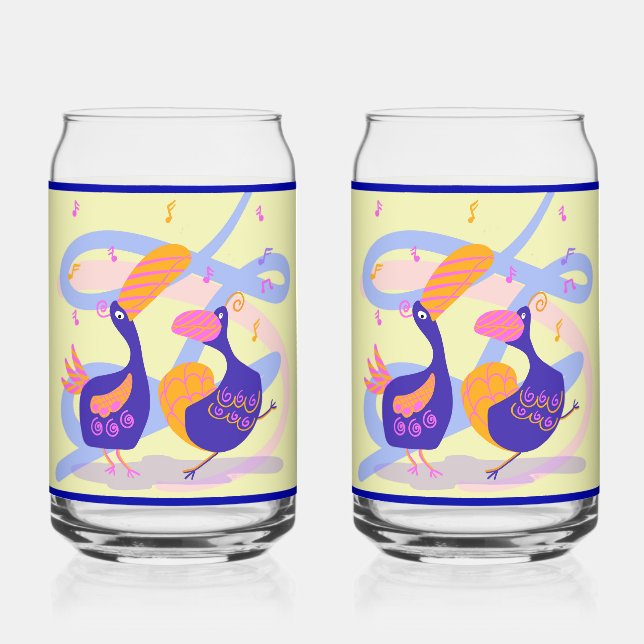 Vaso Con Forma De Lata Dancing Beak Birds Soda Glass (Anverso)