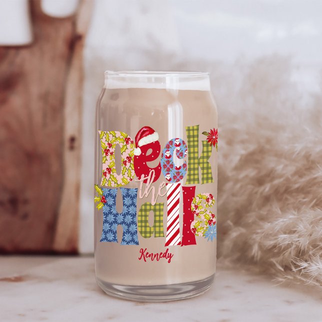 Vaso Con Forma De Lata Deck the Halls Festividad Navidades de Patchwork (Subido por el creador)