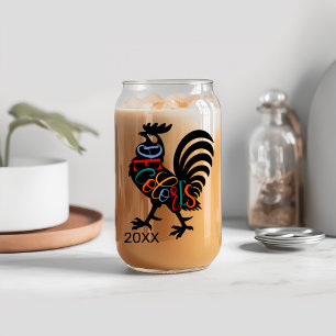 Vaso Con Forma De Lata DeColores Cursillo Rooster Black Silhouette