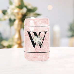 Vaso Con Forma De Lata Decoración floral blanca clásica W inicial
