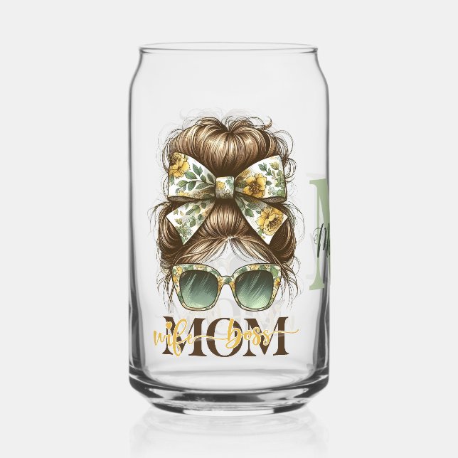 Vaso Con Forma De Lata Desordenado y verde madre mamá esposa jefe (Anverso)