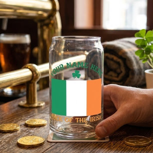 Vaso Con Forma De Lata Día de San Patricio Bandera de Irlanda Nombre Pers