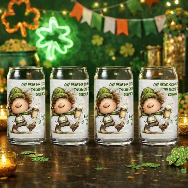 Vaso Con Forma De Lata Día de San Patricio Leprechaun Bailarín  (Subido por el creador)