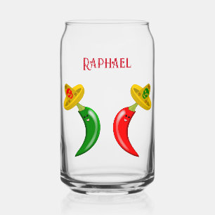 Vaso Con Forma De Lata Día del Muerto Personalizado Mexicano del Chilis