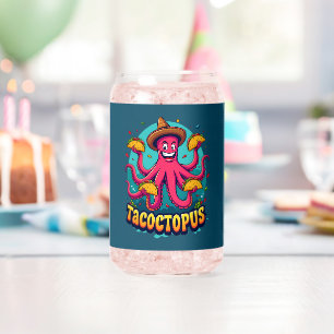 Vaso Con Forma De Lata Dibujo Animado de Pulpo Divertido con Tacos Pun de