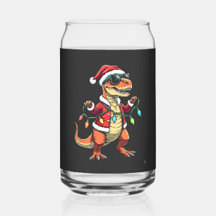 Vaso Con Forma De Lata Dinosaurio envuelto con Navidades ilumina Santa Ha