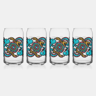 Vaso Con Forma De Lata Dios Azteca Xolotl Luchando Arte Tribal de Batalla