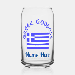 Vaso Con Forma De Lata Diosa Griega y Bandera de Grecia Personalizada