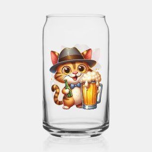 Vaso Con Forma De Lata Diseño de clipart de gato y cerveza-85244