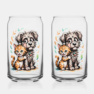 Vaso Con Forma De Lata ✨Diseño de dibujos animados de amistad entre perro