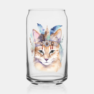 Vaso Con Forma De Lata Diseño de gatos hippie cutáneo boho acuarela