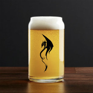 Vaso Con Forma De Lata Diseño de ilustración tribal de dragón blanco negr