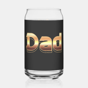 Vaso Con Forma De Lata Diseño de letras de papá en dorado metálico negrit