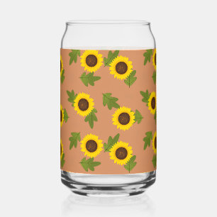 Vaso Con Forma De Lata Diseño de patrón de girasol – Estética floral lind