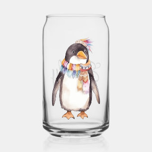 Vaso Con Forma De Lata Diseño de pingüino hippie cutáneo boho acuático