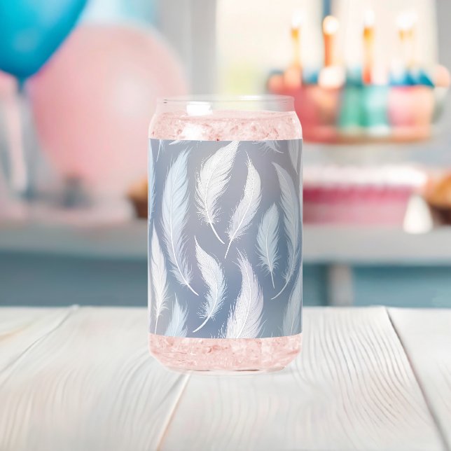 Vaso Con Forma De Lata Diseño de plumas transparentes y singulares (Insitu (Baby Shower))