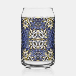Vaso Con Forma De Lata Diseño de Tulipán y Sauce Azul y Dorado de William