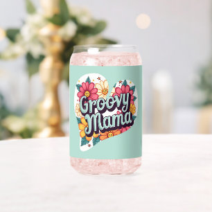 Vaso Con Forma De Lata Diseño Estético Retro Floral Groovy Mama de los 70
