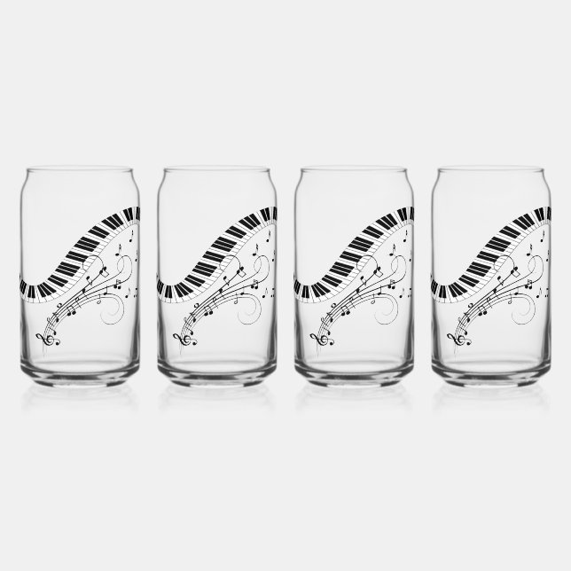 Vaso Con Forma De Lata Diseño musical de teclado de piano (Anverso)