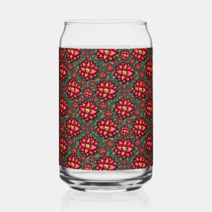 Vaso Con Forma De Lata Diseño Navideño de Flor de Holly Alegre - Festivo