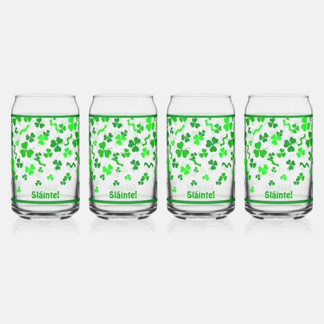 Vaso Con Forma De Lata Diseño Personalizado de Shamrocks Afortunados Slái (Anverso)
