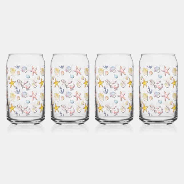 Vaso Con Forma De Lata Diseño sencillo de playa (Anverso)