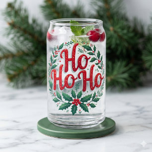 Vaso Con Forma De Lata Diseño tipográfico de corona de Navidad Ho Ho Ho