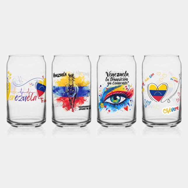Vaso Con Forma De Lata Diseños Patrios Originales |Venezuela Libre (Anverso)