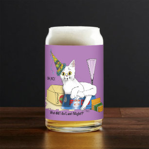 Vaso Con Forma De Lata Divertidas consecuencias de Nochevieja Gato blanco