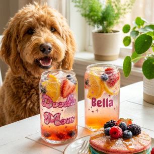 Vaso Con Forma De Lata Doodle Mamá Personalizada Corazones Rosados Nombre