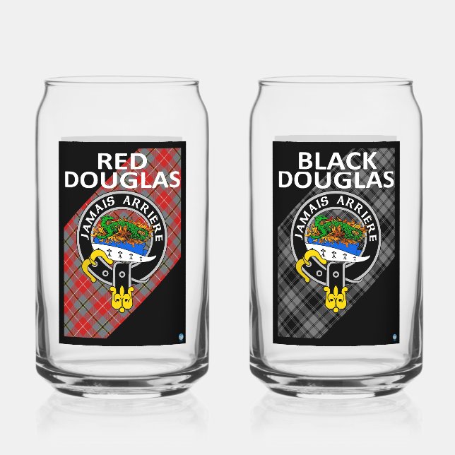 Vaso Con Forma De Lata DOUGLAS ROJAS Y NEGROS Bebidas Glass (Anverso)