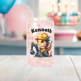 Vaso Con Forma De Lata Dragón bebé adorable operando una miniexcavadora