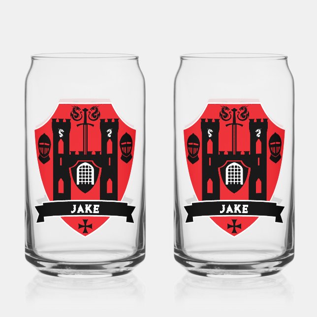 Vaso Con Forma De Lata Dragón Caballero Inglés Medieval (Anverso)