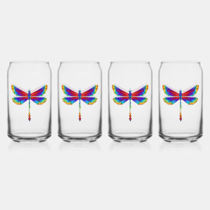 Vaso Con Forma De Lata Dragón poligonal arcoiris