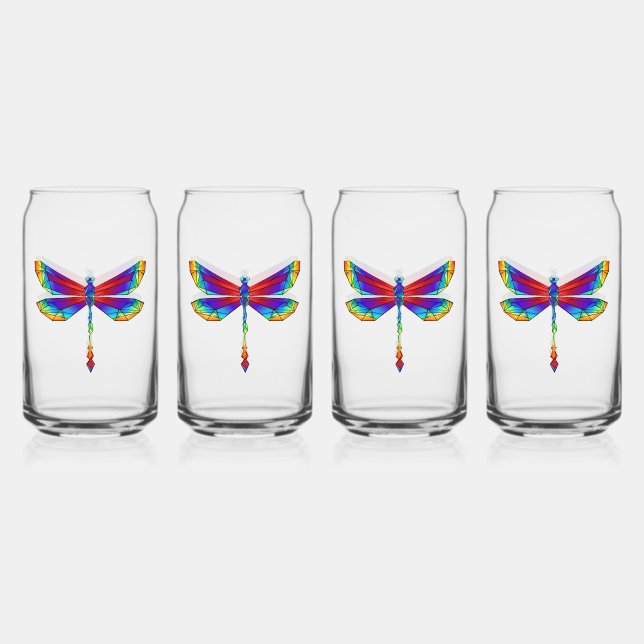 Vaso Con Forma De Lata Dragón poligonal arcoiris (Anverso)