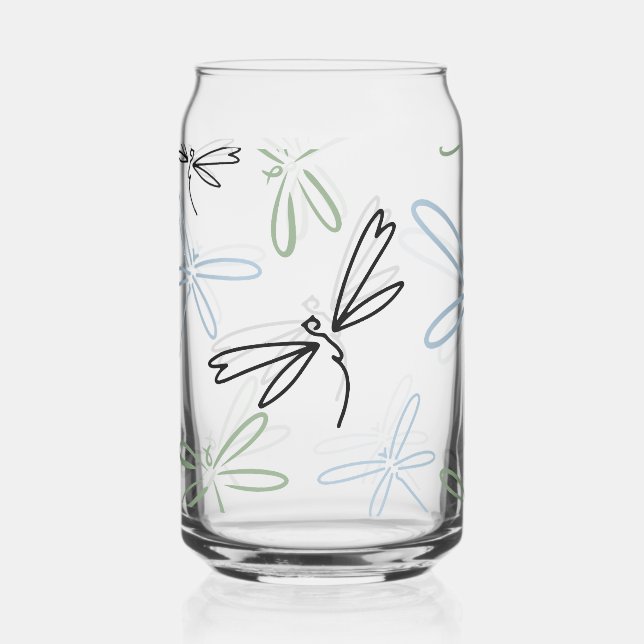 Vaso Con Forma De Lata Dragonflies Pattern Drinkware Set (Anverso)