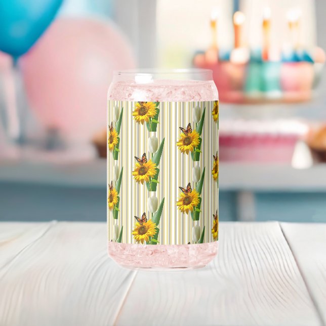 Vaso Con Forma De Lata Drinkware Set Cute Sunflower Butterfly  (Insitu (Baby Shower))