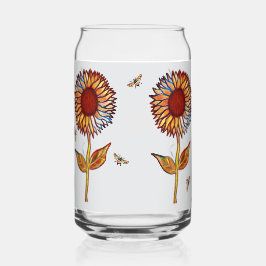 Vaso Con Forma De Lata Drinkware Set Glasses Sunflowers