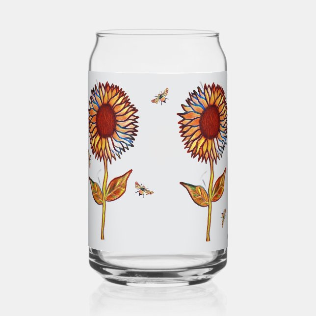 Vaso Con Forma De Lata Drinkware Set Glasses Sunflowers (Anverso)