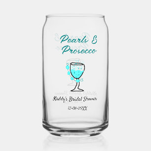 Vaso Con Forma De Lata ducha de novia perlas y prosecco azul negro nombre