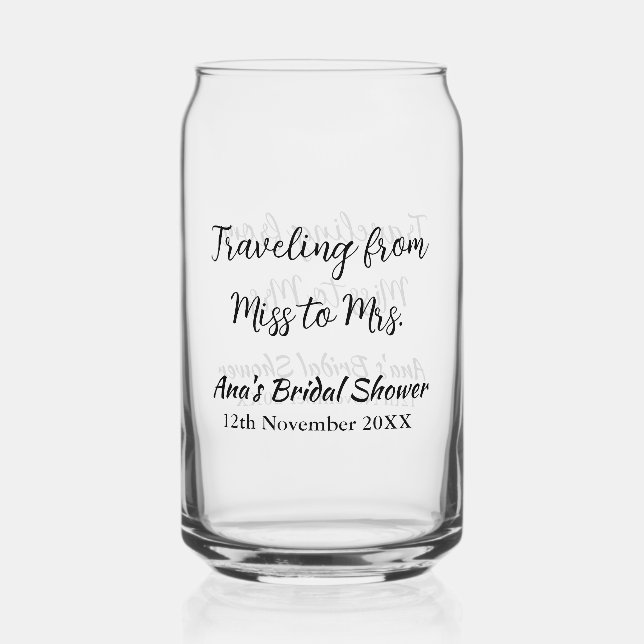 Vaso Con Forma De Lata Ducha de novias de viaje añada fecha de caducidad  (Anverso)