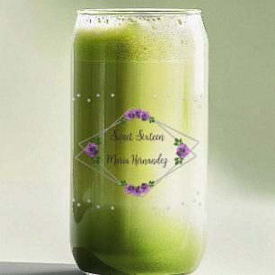 Vaso Con Forma De Lata Dulce geométrico morado Rosa plateado 16