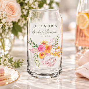 Vaso Con Forma De Lata Dulce Lluvia Nupcial Acuarela Floral Rosa Naranja
