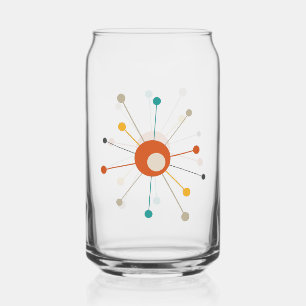 Vaso Con Forma De Lata Edad Atómica Rojo Amarillo Verde azulado Starburst