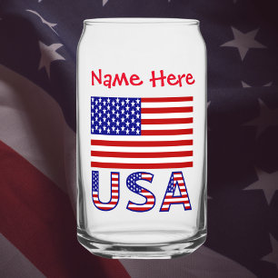 Vaso Con Forma De Lata EE. UU. Estados Unidos América Bandera Roja Person