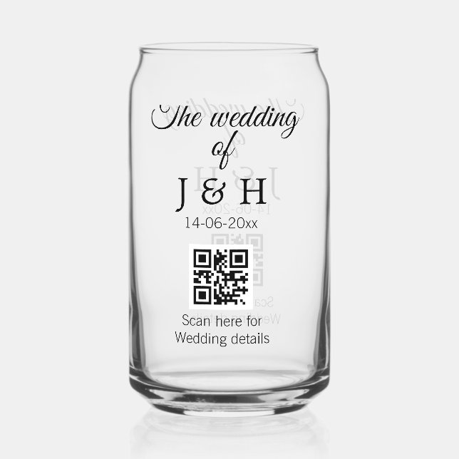 Vaso Con Forma De Lata El boda de agregar el nombre de pareja QR detalle  (Anverso)