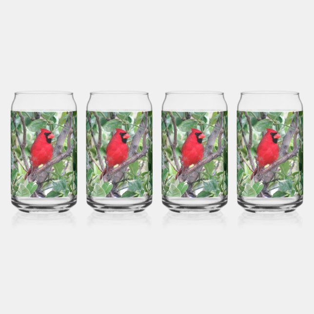 Vaso Con Forma De Lata El cardenal masculino Can Glass — Backyard Bird Se (Anverso)