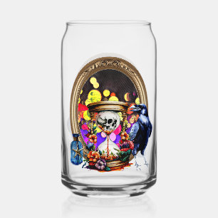 Vaso Con Forma De Lata El Cuervo Y El Reloj de Arena de la Calavera