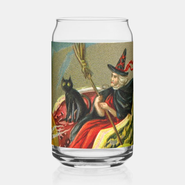 Vaso Con Forma De Lata El gato negro y la bruja de Halloween (Reverso )