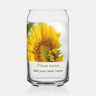 Vaso Con Forma De Lata El jardín de girasol amarillo añade el nombre de t